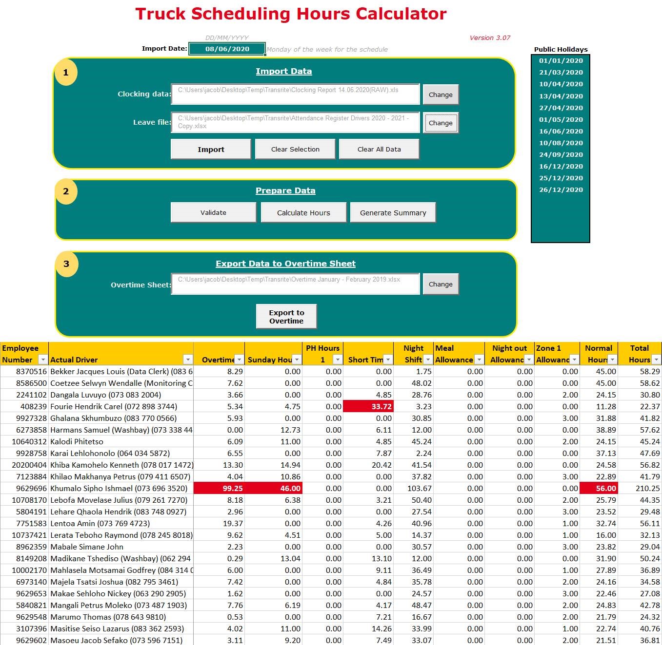 National employee shift calculator image